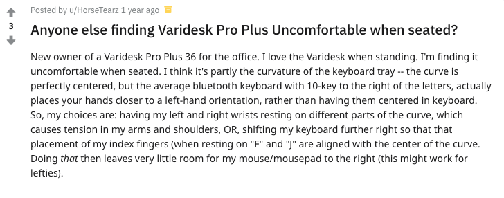 VariDesk Pro  Plus 36 review from Reddit.com
